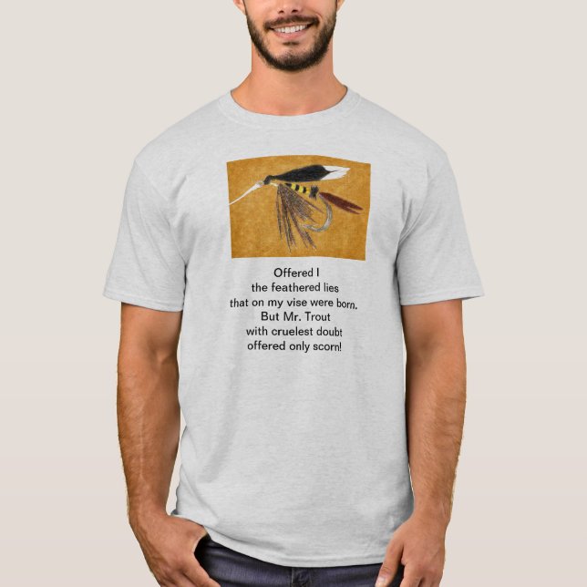 Camiseta "Cruel Trout" poema original com arte de pesca com (Frente)