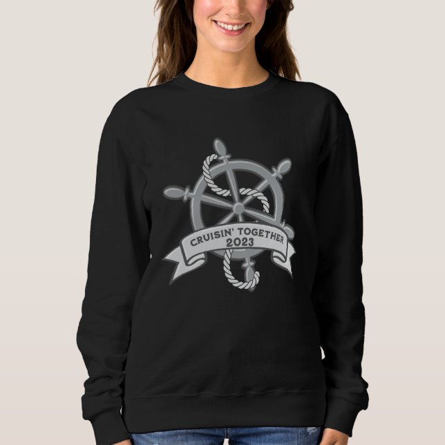 Camiseta Cruise 2023 Trip Ship on a Board Steering wheel (Frente)