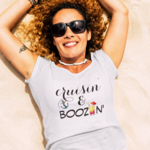 Camiseta Cruise Funny Cruisin e Boozin Bebendo