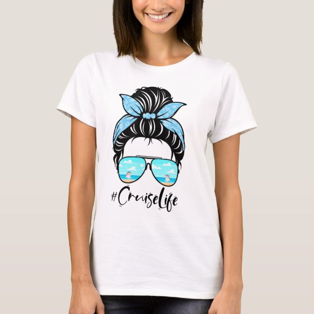Camiseta Cruise-Life-Messy-Bun,-Cruise-Crew,-Family-Crui (Frente)