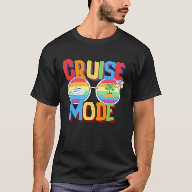 Camiseta Cruise Mode Humor  Vacation Summer Sand Beach Boat (Frente)