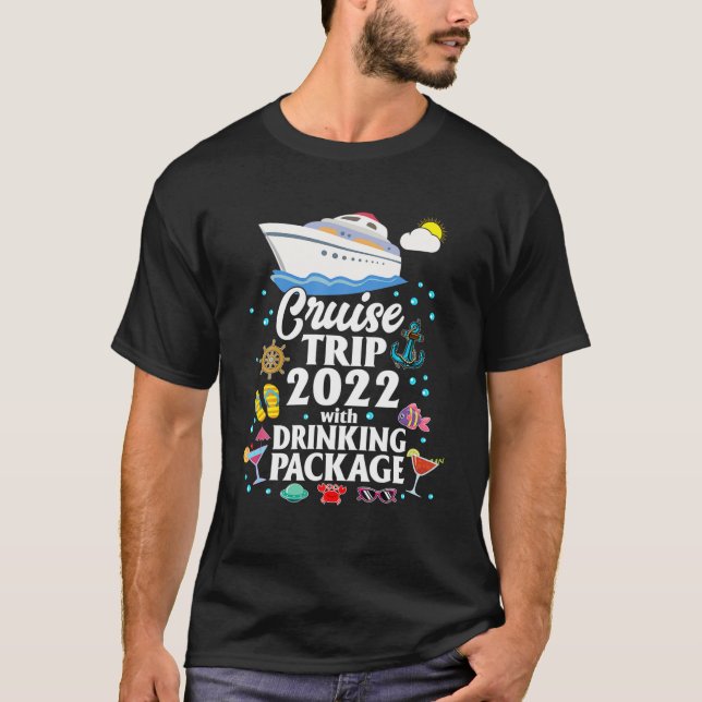 Camiseta Cruise Squad Cruise Trip 2022 Com Bebendo Packag (Frente)