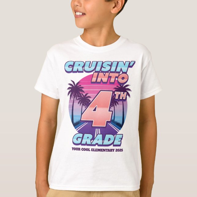 Camiseta Cruisin’ Back to School 4th Grade (Frente)