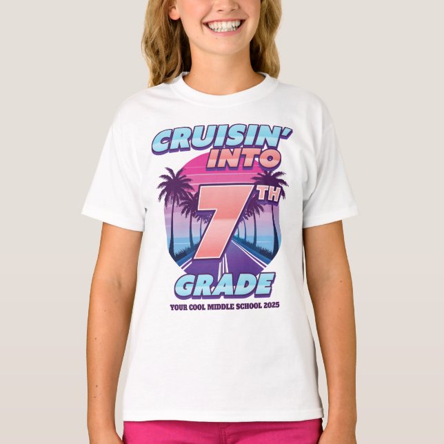 Camiseta Cruisin’ Back to School 7th Grade Girl's (Frente)