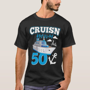 Camiseta Cruisin My Way into 50 Anos 50th Birthday Squa