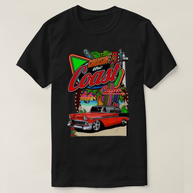 Camiseta Cruisin the Coast Classic Car Rod Run Typog Casino (Frente do Design)
