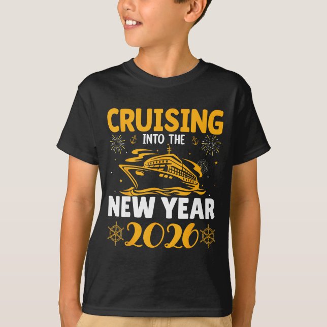 Camiseta Cruising Into New Year 2026 Family Cruise Matching (Frente)