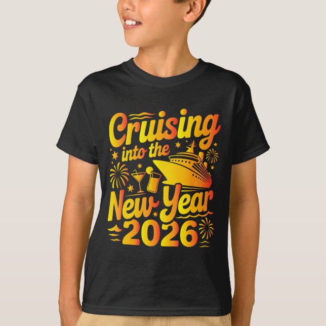 Camiseta Cruising Into The New Year 2026 Family Cruise Vaca (Frente)