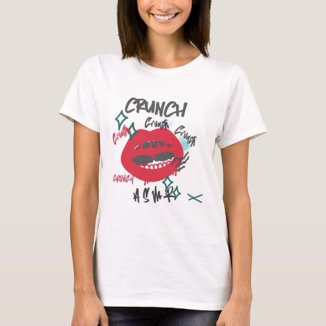 Camiseta Crunch Crunch, ASMR: Tee Branco feminino (Frente)