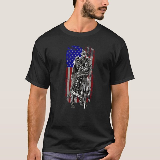 Camiseta Crusader Knight Templar Deus Guerreiro América Ban (Frente)