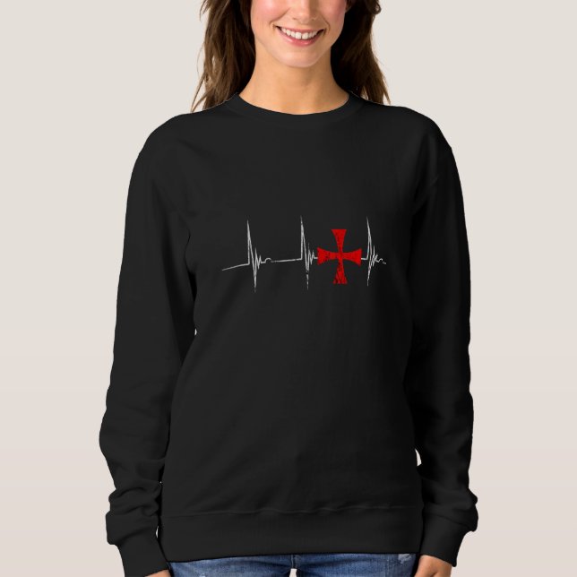 Camiseta Crusader Knights Templar Cross Heartbeat Ekg Pulso (Frente)