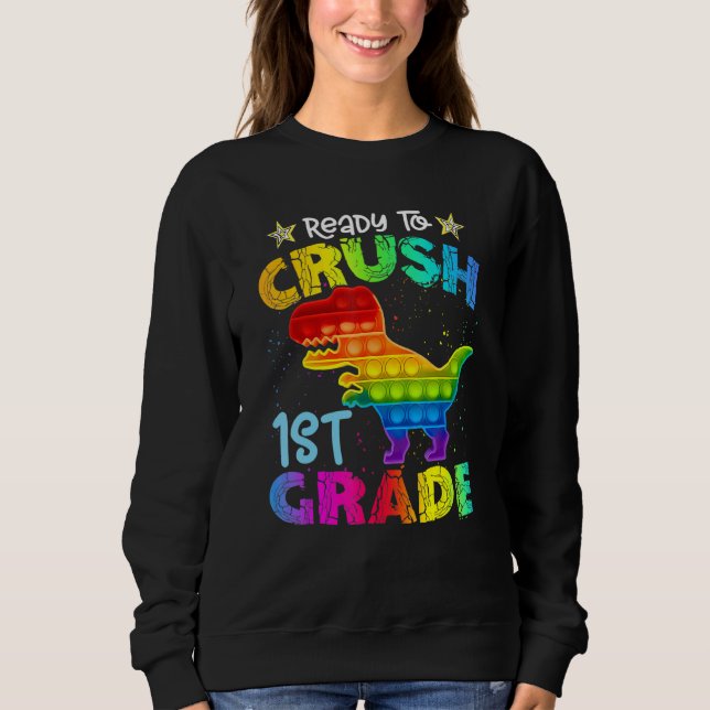 Camiseta Crush 1st Grade Dinosaur Pop It Fidget Back To Sch (Frente)