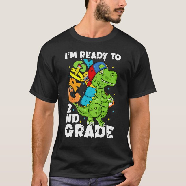 Camiseta Crush 2nd Grade Rex Dinosaur Back To School Boys K (Frente)