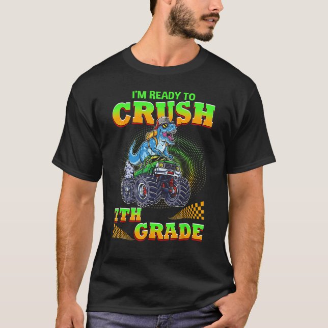 Camiseta Crush 7th Grade Dinosaur Back To School For Teache (Frente)