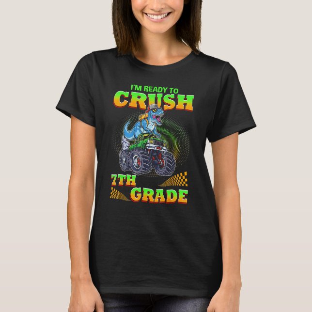 Camiseta Crush 7th Grade Dinosaur Back To School For Teache (Frente)
