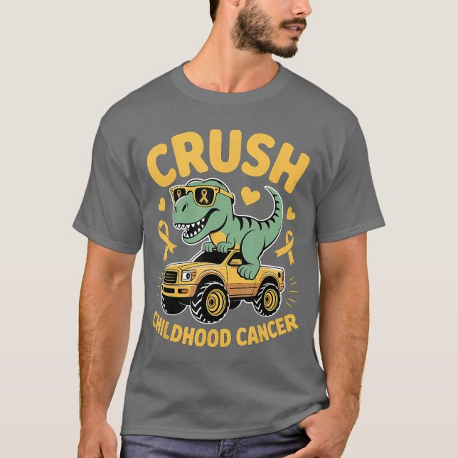 Camiseta Crush Childhood Cancer Gold Ribbon Kids Boys Girls (Frente)