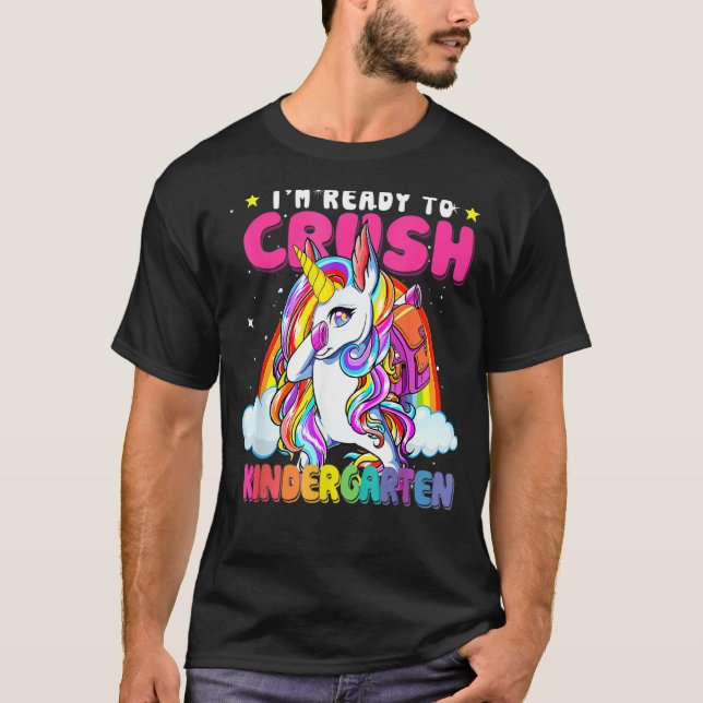 Camiseta Crush Kindergarten Dabbing Unicorn Back To School  (Frente)