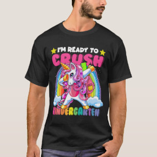 Camiseta Crush Kindergarten Dabbing Unicorn de volta à esco