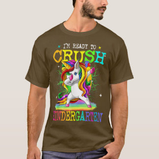 Camiseta Crush Kindergarten Dabbing Unicorn de volta à esco