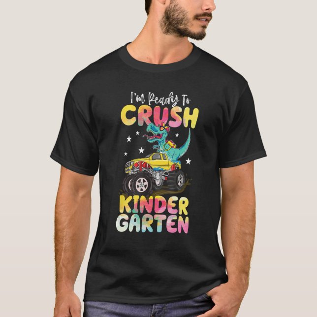 Camiseta Crush Kindergarten Dinosaur Monster Truck Back To  (Frente)