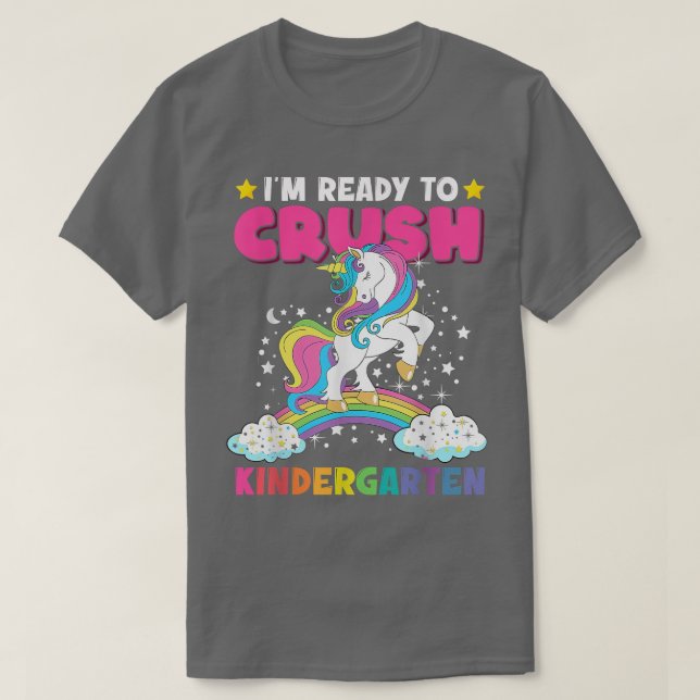 Camiseta Crush Kindergarten Unicorn de volta para School Gi (Frente do Design)