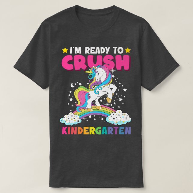 Camiseta Crush Kindergarten Unicorn de volta para School Gi (Frente do Design)