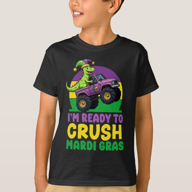 Camiseta Crush Mardi Gras Monster Dinossaur t rex Todd (Frente)