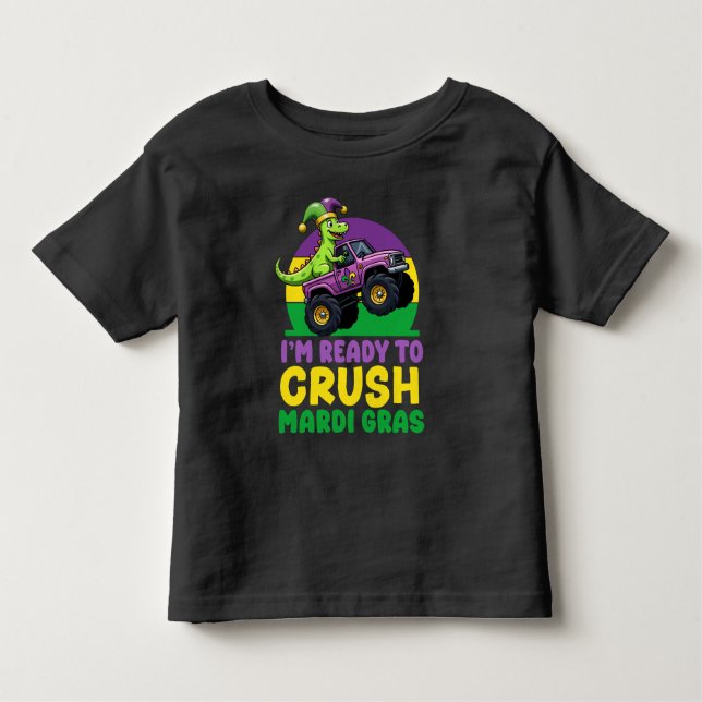 Camiseta Crush Mardi Gras Monster Dinossaur t rex Todd (Frente)
