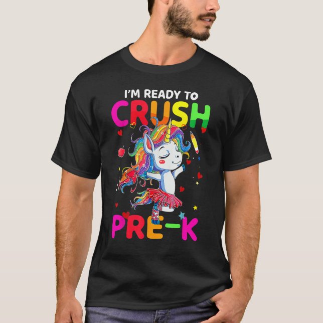 Camiseta Crush Pre K Cute Unicorn Back To School Girls (Frente)