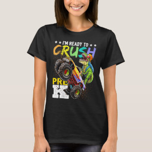Camiseta Crush Pre K Dinossaur Monster Caminhão De Volta À