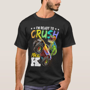 Camiseta Crush Pre K Dinossaur Monster Caminhão De Volta À