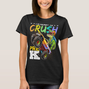 Camiseta Crush Pre K Dinossaur Monster Caminhão De Volta À