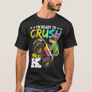 Camiseta Crush Pre K Dinossaur Monster Caminhão De Volta À