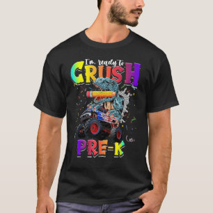 Camiseta Crush Pre K Dinossaur Monster Truck de volta à esc