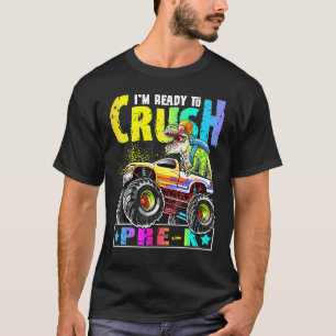 Camiseta Crush Pre K T Rex Dinossaur Monster Truck Back To 