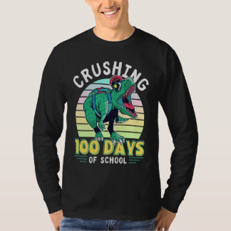 Camiseta Crushing 100 Days of School Dinosaur Rex Dino Boys