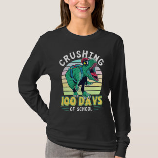 Camiseta Crushing 100 Days of School Dinosaur Rex Dino Boys