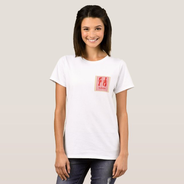 Camiseta Crustáceos de Pop de lagosta em tiras de doces (Frente Completa)