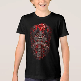 Camiseta Cruz Celta de Proteção de Corvos para Crianças