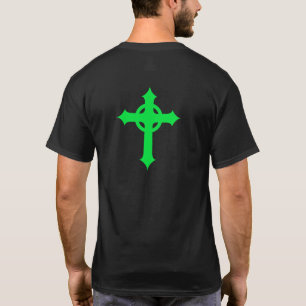 Camiseta Cruz Céltica Verde no Verso Herança Irlandesa