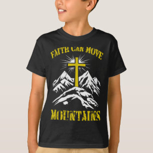 Camiseta Cruz Cristã A Fé Move Montanhas 
