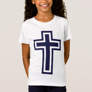 Camiseta Cruz cristã azul variantes diferentes