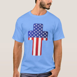 Camiseta Cruz Cristã Bandeira Americana Fé Patriótica EUA