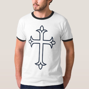 Camiseta Cruz Cristã Clássica Arte Minimalista Fina