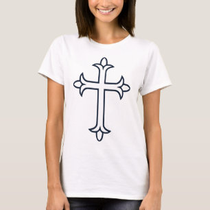 Camiseta Cruz Cristã Clássica Arte Minimalista Fina