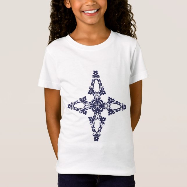 Camiseta Cruz Cristã em Arte Azul Celestial (Frente)