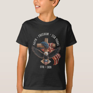 Camiseta Cruz Cristã Fé Liberdade 250 Anos 1776-2026