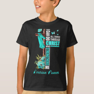 Camiseta Cruz Cristã Fita Azul Turquesa Sobrevivente Lutado