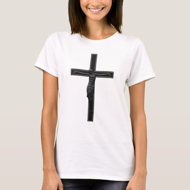 Camiseta Cruz cristã preta (Frente)
