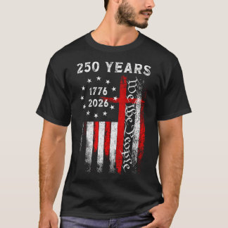 Camiseta Cruz da Bandeira 250 Anos Fé e Liberdade 1776-2026